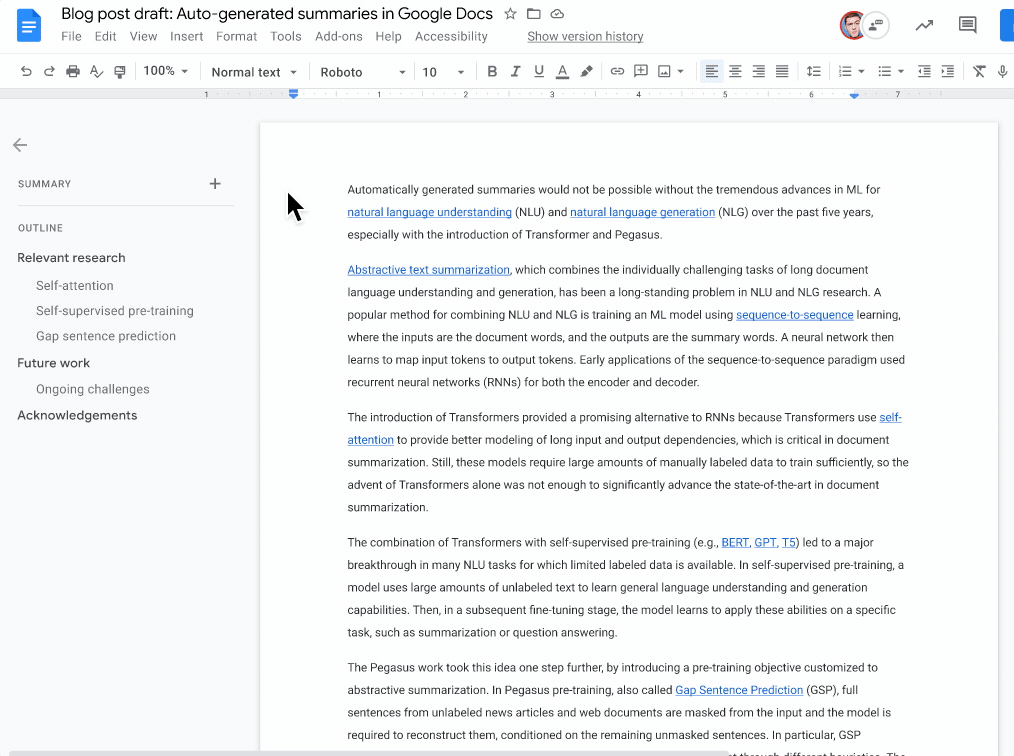 Exemple visuel tiré d’Une IA qui résume automatiquement vos documents