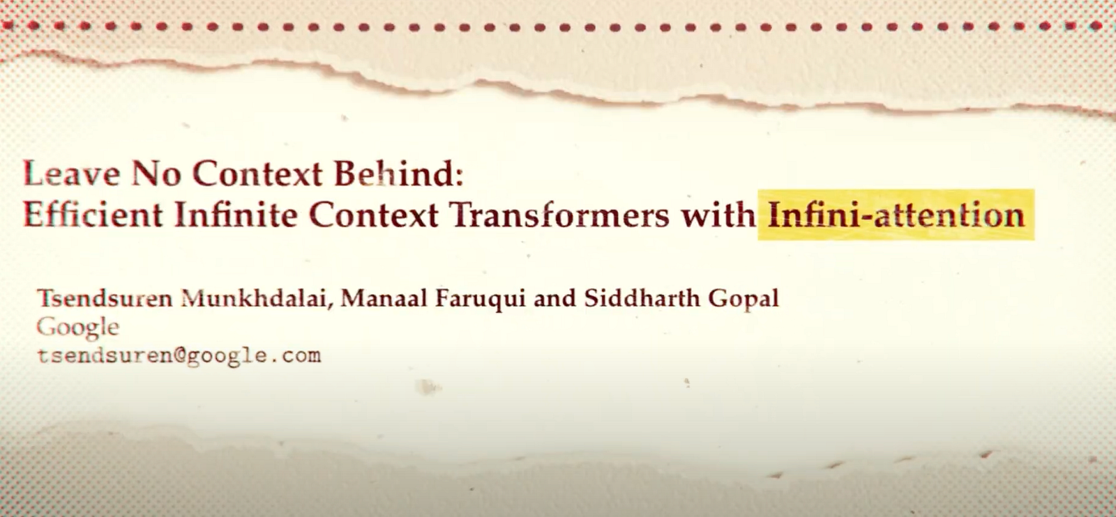 Visual example from Google's Infini Attention