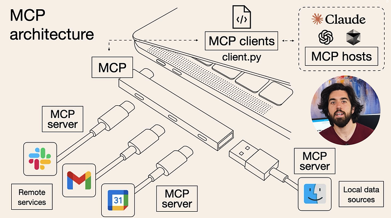 Exemple visuel tiré de MCP : le port USB des intégrations de LLMs