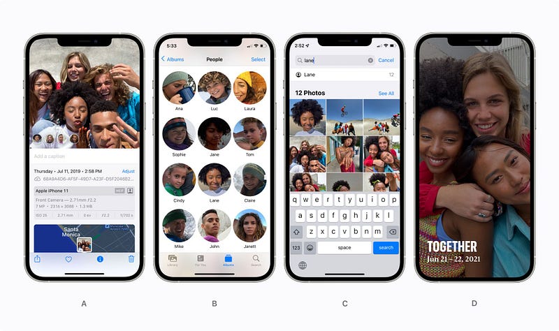 Exemple visuel tiré de Comment Apple Photos reconnaît les personnes dans vos photos privées avec l’apprentissage automatique