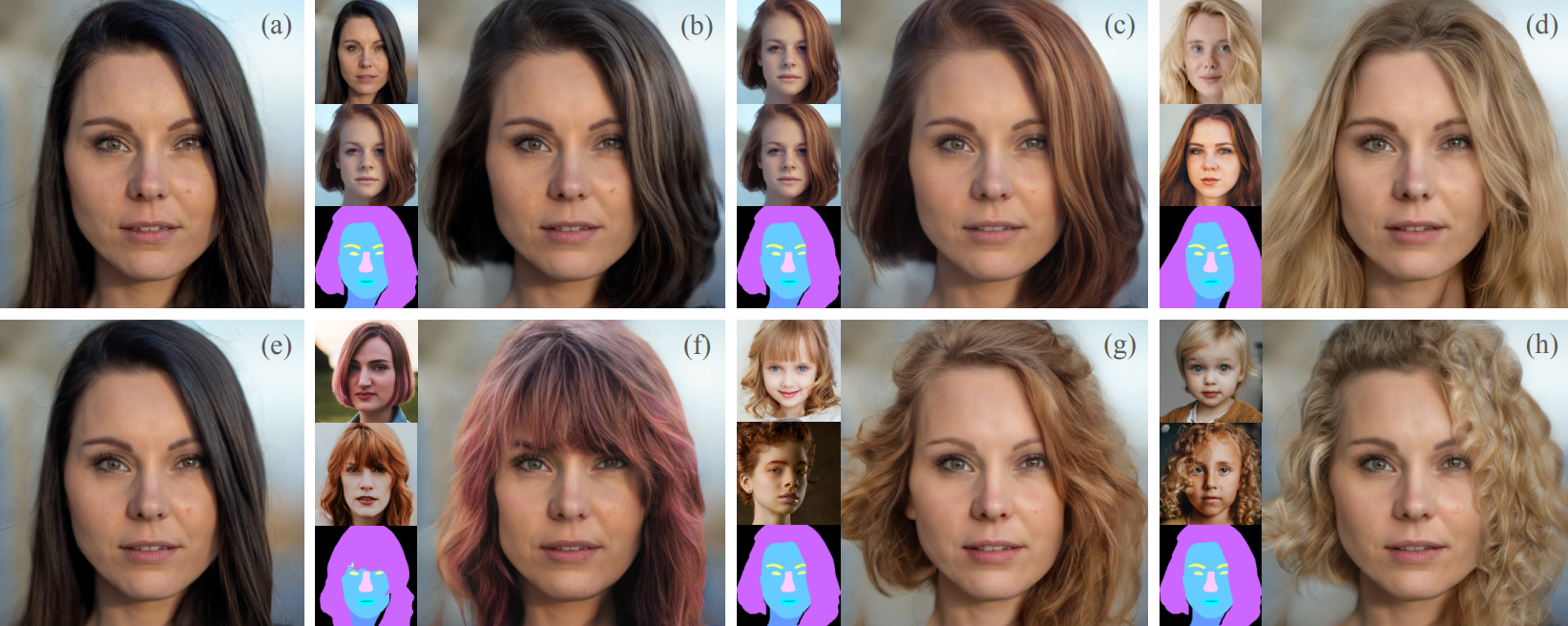 Exemple visuel de l’article « Barbershop : essayez différentes coiffures et couleurs de cheveux à partir de photos (GANs) »