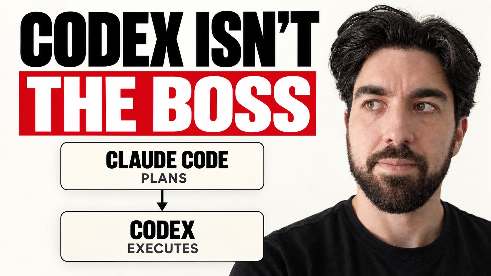 Louis à côté des mots Codex isn't the boss, soit Codex n’est pas le patron, avec Claude Code qui planifie et Codex qui exécute
